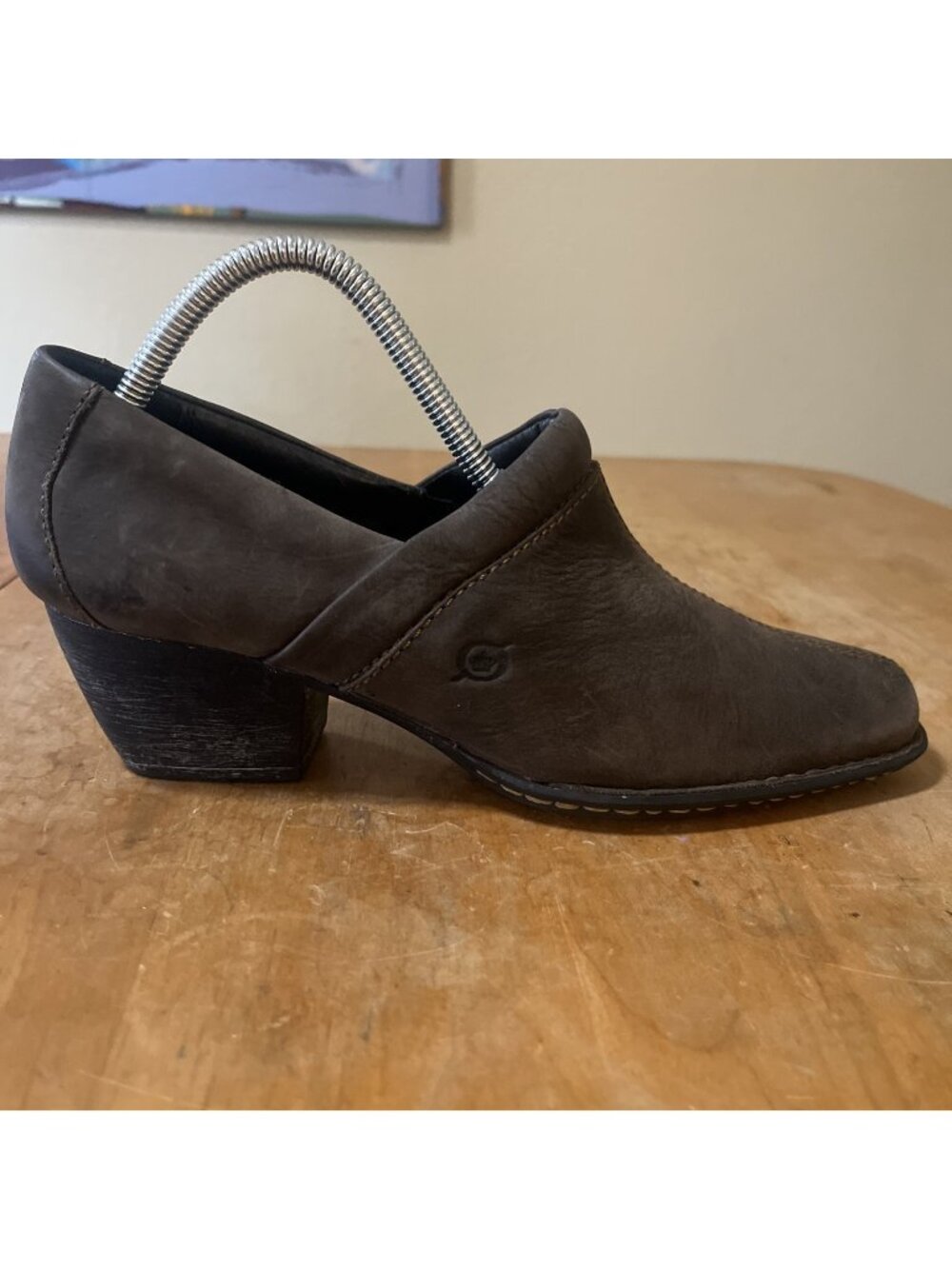 Born Distressed Leather Kinny Size 8.5 Shoes Slip On Booties Western Brown Clog
